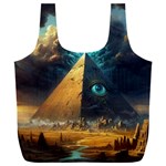 Mystic Blue Pyramid Art Full Print Recycle Bag (XXXL)