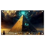 Mystic Blue Pyramid Art Banner and Sign 7  x 4 