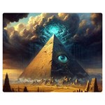 Mystic Blue Pyramid Art Premium Plush Fleece Blanket (Medium)