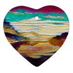 Vibrant Sunset Over Serene Lake Ornament (Heart)