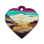 Vibrant Sunset Over Serene Lake Dog Tag Heart (One Side)