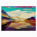 Vibrant Sunset Over Serene Lake Large Glasses Cloth