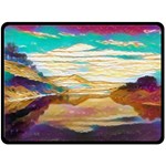 Vibrant Sunset Over Serene Lake Fleece Blanket (Large)