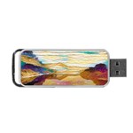 Vibrant Sunset Over Serene Lake Portable USB Flash (One Side)