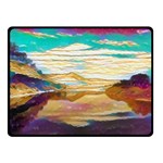 Vibrant Sunset Over Serene Lake Two Sides Fleece Blanket (Small)