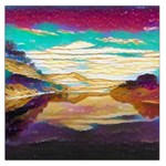 Vibrant Sunset Over Serene Lake Square Satin Scarf (36  x 36 )