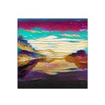 Vibrant Sunset Over Serene Lake Satin Bandana Scarf 22  x 22 