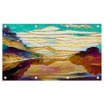 Vibrant Sunset Over Serene Lake Banner and Sign 7  x 4 