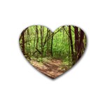 Peaceful Green Forest Walk Rubber Heart Coaster (4 pack)