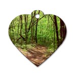 Peaceful Green Forest Walk Dog Tag Heart (One Side)