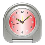 A Red And White Background With Small White Dots Travel Alarm Clock