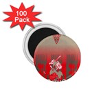 A Red And Beige Scarf With A Picture Of A Woman Holding A Tennis Racket 1.75  Magnets (100 pack) 