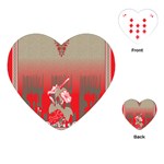 A Red And Beige Scarf With A Picture Of A Woman Holding A Tennis Racket Playing Cards Single Design (Heart)