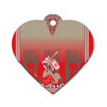 A Red And Beige Scarf With A Picture Of A Woman Holding A Tennis Racket Dog Tag Heart (Two Sides)