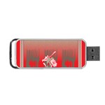 A Red And Beige Scarf With A Picture Of A Woman Holding A Tennis Racket Portable USB Flash (One Side)