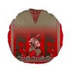 A Red And Beige Scarf With A Picture Of A Woman Holding A Tennis Racket Standard 15  Premium Flano Round Cushions