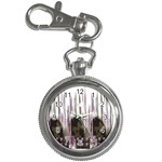 A Black And White Photo Of A Building Key Chain Watches