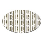 A White And Brown Striped Wallpaper With A Pattern Oval Magnet