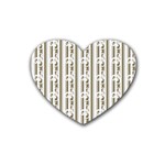 A White And Brown Striped Wallpaper With A Pattern Rubber Heart Coaster (4 pack)