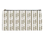 A White And Brown Striped Wallpaper With A Pattern Pencil Case