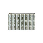 A White And Brown Striped Wallpaper With A Pattern Cosmetic Bag (Small)