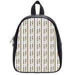 A White And Brown Striped Wallpaper With A Pattern School Bag (Small)