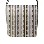 A White And Brown Striped Wallpaper With A Pattern Flap Closure Messenger Bag (L)