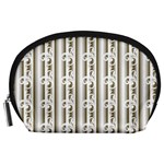 A White And Brown Striped Wallpaper With A Pattern Accessory Pouch (Large)