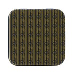 A White And Brown Striped Wallpaper With A Pattern Square Metal Box (Black)