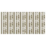 A White And Brown Striped Wallpaper With A Pattern Banner and Sign 4  x 2 