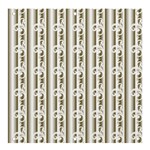 A White And Brown Striped Wallpaper With A Pattern Banner and Sign 4  x 4 