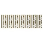 A White And Brown Striped Wallpaper With A Pattern Banner and Sign 6  x 2 