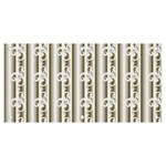 A White And Brown Striped Wallpaper With A Pattern Banner and Sign 6  x 3 