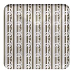 A White And Brown Striped Wallpaper With A Pattern Square Glass Fridge Magnet (4 pack)