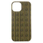 A White And Brown Striped Wallpaper With A Pattern iPhone 15 Black UV Print PC Hardshell Case