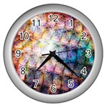 Cosmic Owls Pattern Wall Clock (Silver)