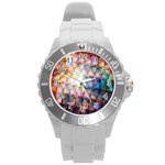 Cosmic Owls Pattern Round Plastic Sport Watch (L)