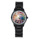 Cosmic Owls Pattern Stainless Steel Round Watch