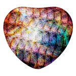 Cosmic Owls Pattern Heart Glass Fridge Magnet (4 pack)