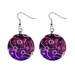 Cosmic Network Geometric Art Mini Button Earrings