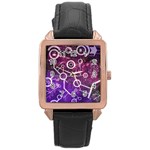 Cosmic Network Geometric Art Rose Gold Leather Watch 