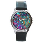 Abstract Tech Galaxy Design Round Metal Watch