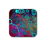 Abstract Tech Galaxy Design Rubber Coaster (Square)