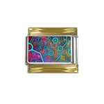 Abstract Tech Galaxy Design Gold Trim Italian Charm (9mm)