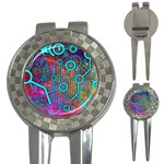 Abstract Tech Galaxy Design 3-in-1 Golf Divots