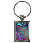 Abstract Tech Galaxy Design Key Chain (Rectangle)