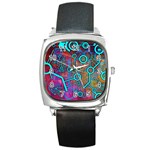 Abstract Tech Galaxy Design Square Metal Watch