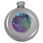 Abstract Tech Galaxy Design Round Hip Flask (5 oz)