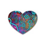 Abstract Tech Galaxy Design Rubber Coaster (Heart)