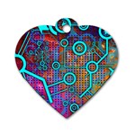 Abstract Tech Galaxy Design Dog Tag Heart (One Side)